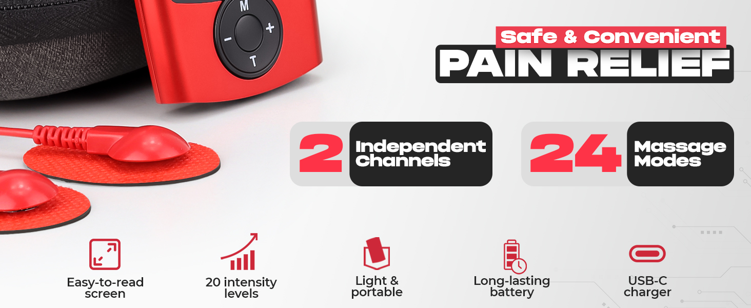 tens unit ems pms electric pulse massager portable shock shoulder back pain relief electrode pad