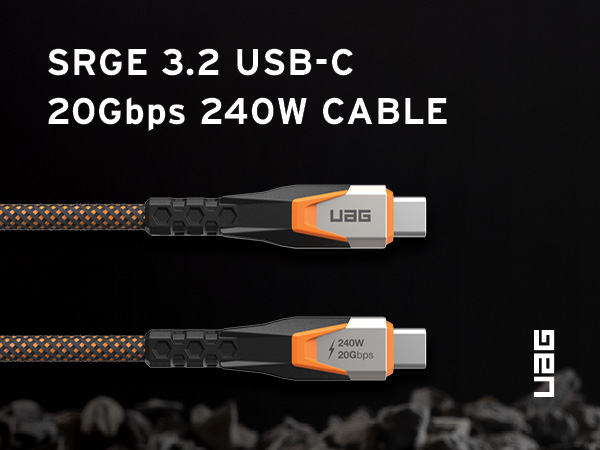 URBAN ARMOR GEAR UAG SRGE USB 3.2 Gen 2 240W 20Gbps USB-C to USB-C Cable