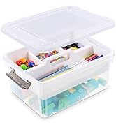 Citylife 17 QT Plastic Storage Bins Clear Storage Box with Removable Tray Stackable Latching Box ...