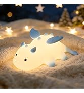 Dragon Night Light, Cute Baby Dragon Gifts, Soft Silicone Lamp with 3 Level Warm Light and RGB Ch...