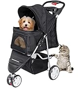ZENY Foldable Pet Stroller, Cat/Dog Stroller with 3 Wheel, Pet Strolling Cart, Dog Travel Carrier...