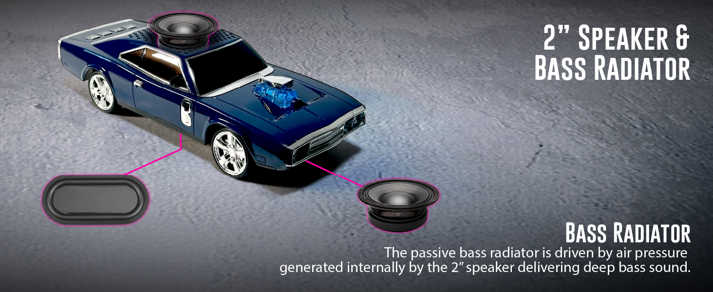 The BT-1968 features an advanced acoustics design, + dual 2” speakers paired with a bass radiator.