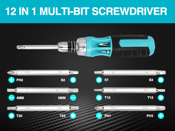 12 in 1 multi-bit screwdriver