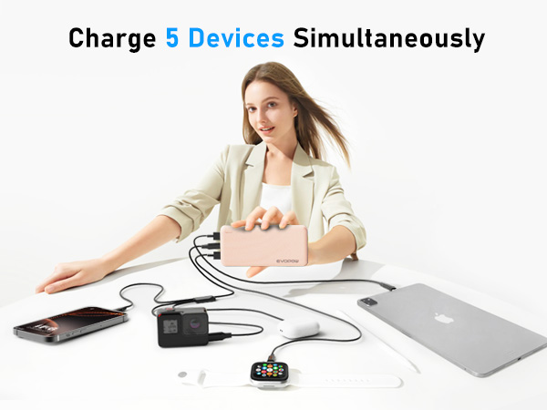 Charge 5 Devices Simultaneously Portable charger 10000mAh