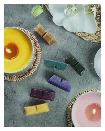 Candles with soy wax blocks