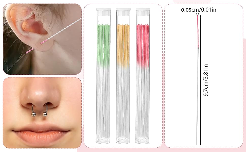 0.05cm tip piercing swab gently cleans small nose rings and ear piercings without snagging or lint.