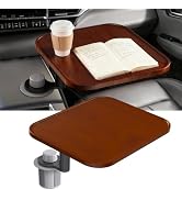 360° Rotation Car Desk for Laptop, Height-Adjustable Cup Holder Table, Wooden Car Food Tray &amp; Lap...