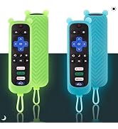 2 Pack Cute Roku Remote Cover Silicone Protective Case for Roku TV TCL Roku 2/3/4 /Express/Premie...