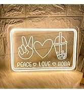 Ice Cream Neon Sign, Peace&Love&Ice Cream Neon Sign Dimmable Acrylic USB Night Light for Ice Crea...