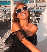 FEISEDY Women Sparkling Crystal Sunglasses Oversized Square Thick Frame B2283