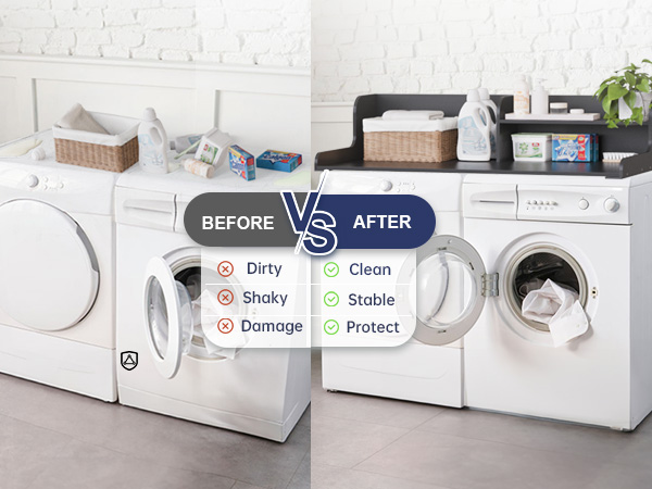 wood countertop make laundry room clean