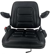 CDZHLTG Universal Fold Down Forklift Seat with Retractable Safety Belt and Armrest,Adjustable Bac...