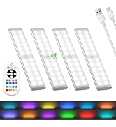 Under Cabinet Lights Wireless, 58-LED Rechargeable Motion Sensor Closet Lights with Remote Contro...