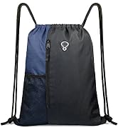 Drawstring Backpack Sports Gym Bag for Women Men Children Large Size with Zipper and Water Bottle...