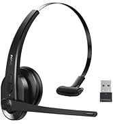 LEVN Wireless Headset with Mic for Work, Bluetooth Headset with Microphone-AI Noise Cancelling, S...