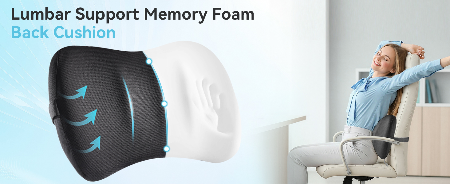 Lumbar Support Memory Foam Back Cushion