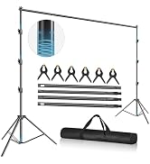 GLOSHOOTING Photo Video Studio 10 x 10ft Heavy Duty Backdrop Stand, Adjustable Photography Backgr...