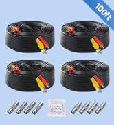ANLINK 4 Pack 100ft/30M All-in-One Video Power Cables, BNC Extension Surveillance Camera Wires fo...
