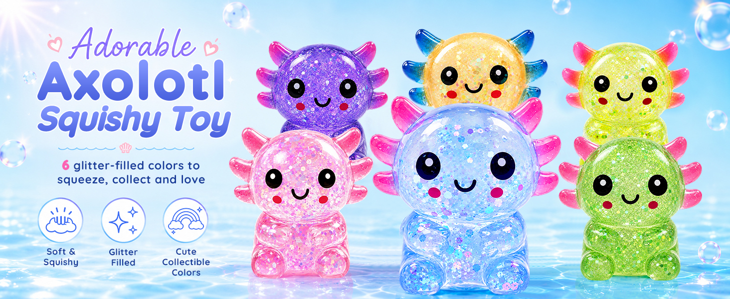 Axolotl Squishy Glitter Stress Relief Toy
