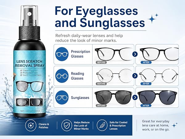eyeglasses sunglasses repair remover remove scratches glasses