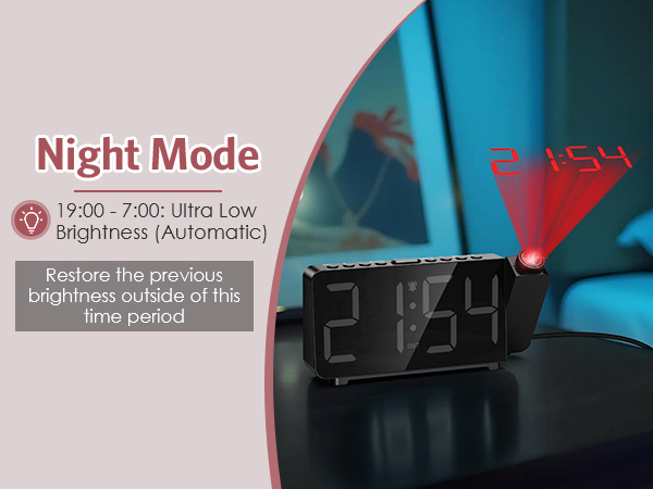 Projection Alarm Clock for Bedroom, Digital Alarm Clock