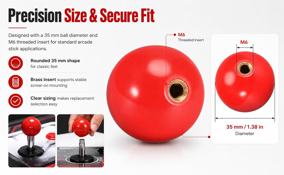 Red Arcade Joystick Ball Top