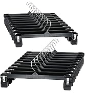 Titan Mall Pants Hangers 30 Pack 12inch Black Plastic Skirt Hanger with Non-Slip Big Clips and 36...