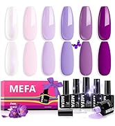 MEFA Purple Gel Nail Polish, 6 Colors Gel Polish Set Pink Shimmer Purple Nail Polish Soak Off Gra...