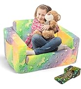FCCABIN Toddler Sofa, Kids Couch, Fold Out Flip Out Sofa Chair, Children Convertible Sofa to Loun...