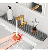 24'' Longer Faucet Mat for Kitchen Sink [Diatomite Stone Super Fast Drying] Stone Faucet Mat for ...