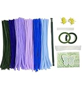 SYMHHA 300Pcs Pipe Cleaners Craft Kit for Flower Bouquets, 6Colors Thick Chenille Stems with Flor...