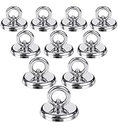 FINDMAG 10 Pack Magnetic Hooks, 100 LB(45KG) Magnetic Hooks Heavy Duty with Countersunk Hole Eyeb...