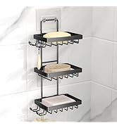 Moforoco Soap Dish Holder for Shower Wall, No Drilling, 3-tier 304 Rustproof Stainless Steel, Soa...