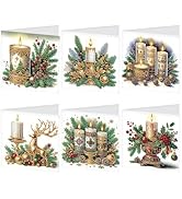 JISHSHAY 6 PCS Xmas Diamond Art Greeting Cards Xmas Diamond Painting Christmas Cards with Envelop...