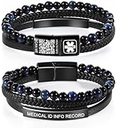 Theluckytag Upgraded Medical Bracelets Men with QR Code Medical Alert ID Bracelets - 7''-8'' Vint...