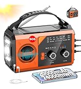 20000mAh Emergency Weather Radio, AM/FM/NOAA Solar Hand Crank Radio with 3 Mode Flashlight, Bluet...