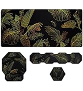 MOSISO Extended Gaming Mouse Pad&amp;Hexagon Keyboard Wrist Rest&amp;Mousepad with Wrist Support&amp;Coaster,...