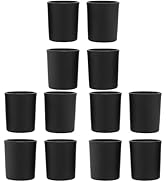 12Pcs Frosted Black Glass Candle Holders, Votive Candle Cups for Home Decor, Bulk Dining Table Ce...