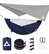 CROSSHIP Camping Hammock with Mosquito Net and RainFly Tarp - 2 Person Hammock, Portable Parachut...