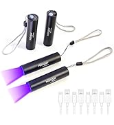 4 Pack Rechargeable Black Flashlight Small UV Black Flash Light 395 NM, Mini Blacklight Flashligh...