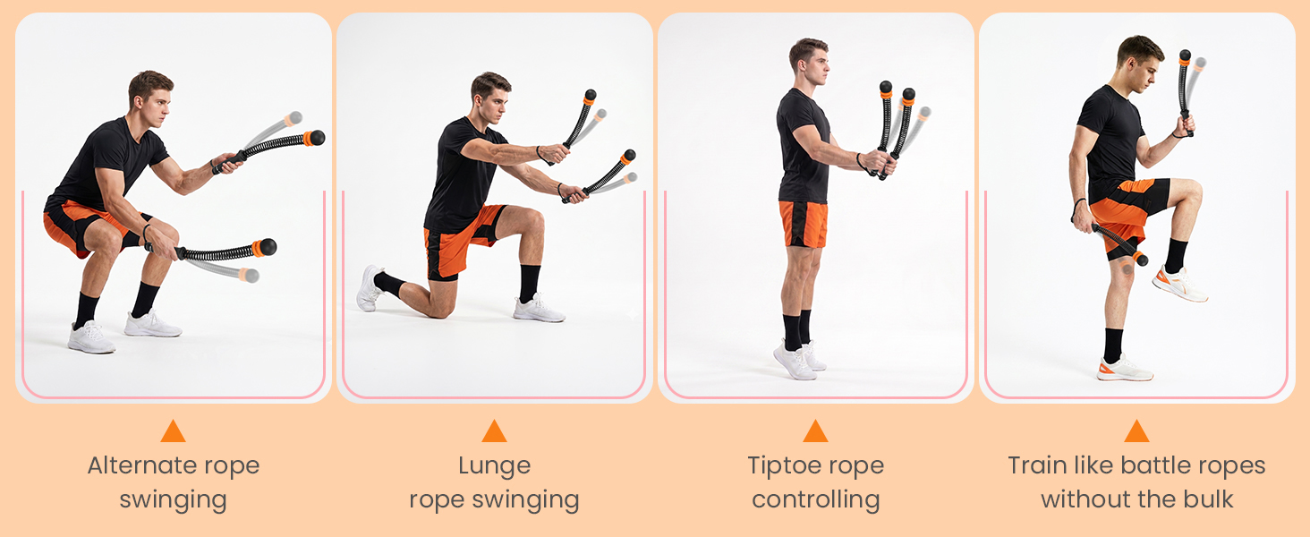 Ropeless Battle Ropes Adjustable Weight, Cordless Battle Ropes for Home Gym