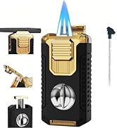NINSI 5-in-1 Butane Torch Lighter, Windproof Triple Blue Flames, Adjustable and Refillable Lighte...
