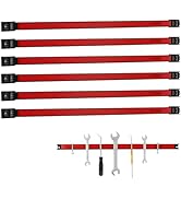 Themethla 24" Magnetic Tool Holder Strip, 6 Pieces Red Metal Tool Organizer Rack with Stainless S...