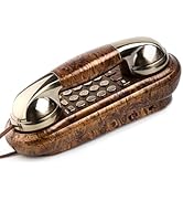 Sangyn Corded Phone Vintage Wood Grain Wall Phone, No AC Power Required, 3 Speed Dial Keys, Big B...
