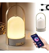 GEEBONFLUGENS LED Table Lamps Wireless with Bluetooth Speaker, USB-Powered Music Table Lamp with ...
