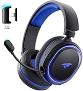 Wireless Gaming Headset, 7.1 Surround Sound, 2.4GHz USB Gaming Headphones with Bluetooth 5.4, 100...