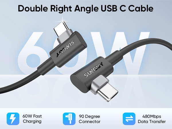 USB C to USB C Right Angle Cable