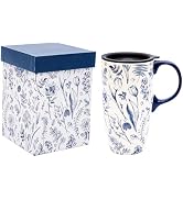 Topadorn 17oz Ceramic Travel Coffee Mug with Sealed Lid Tea Cup with Color Box, Microwave &amp; Dishw...