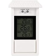 Houkiper Min Max Thermometer - Digital Greenhouse Thermometer with Hole Hook for Recording High L...