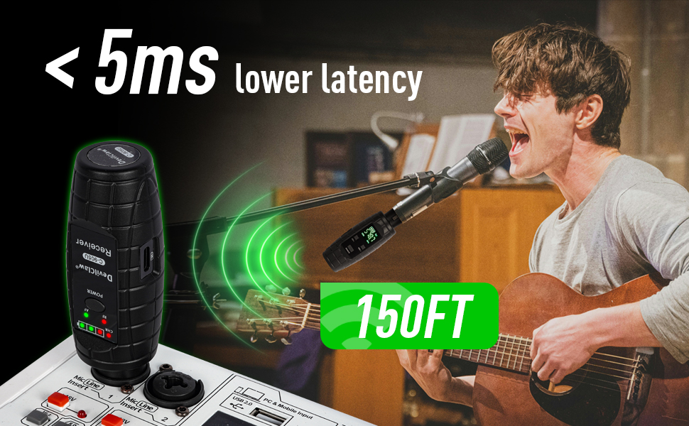 Devilclaw UHF Wireless Microphone System,Transmitter and Receiver XLR Adapter for Dynamic Microphone